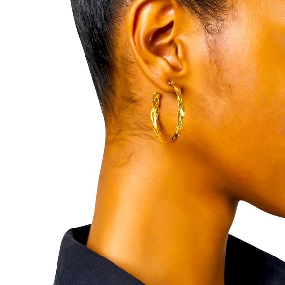 Gas Bijoux's Gold Tone Brass Braided Hoop Earrings - Picture 2 of 6